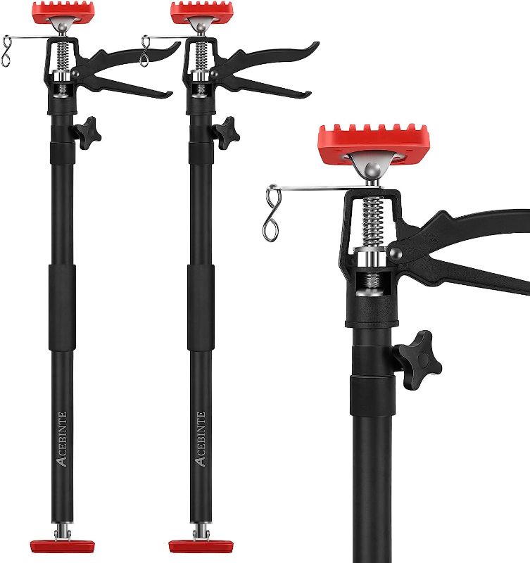 Photo 1 of 2PK Support Pole,Steel Telescopic Quick Adjustable 3rd Hand Support System, Support Rod, Supports up to 154 lbs Construction Rods for Cabinet Jacks Cargo Bars Drywalls Extends from 50 Inch to 118 Inch
