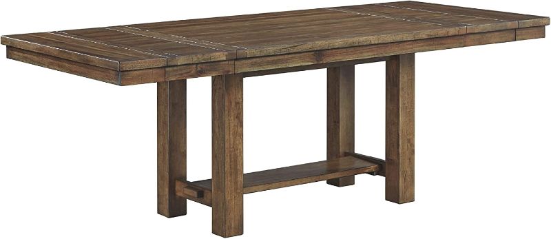 Photo 1 of *CRACKED FROM CORNER** *COLOR MAY VARY* Signature Design by Ashley Moriville Farmhouse 36” x 30” Dining Extension Table, Seats up to 8, Brown
