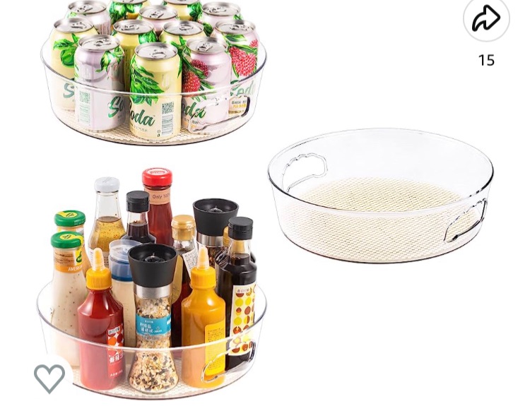 Photo 1 of  Pack Lazy Susan Organizer for Pantry Storage with Non-Skid Liner, 12" Clear Rotating Lazy Susan Turntable for Coner Cabinet, Kitchen Sink, Bathroom, Countertop, Lift-up Design for Easy Moving