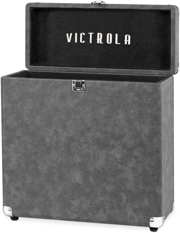 Photo 1 of *SEE NOTES* Victrola Vintage Vinyl Record Storage and Carrying Case, Fits all Standard Records - 33 1/3, 45 and 78 RPM,Gray, 1SFA (VSC-20-GRY)
