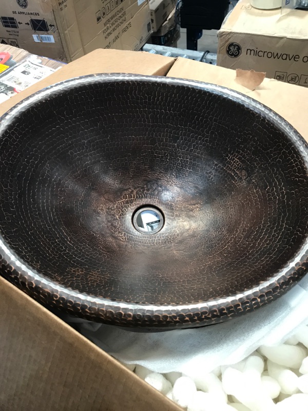 Photo 2 of 2 PACK  - Self-Rimming Master Bath Oval Hammered Copper Bathroom Sink in Oil Rubbed Bronze