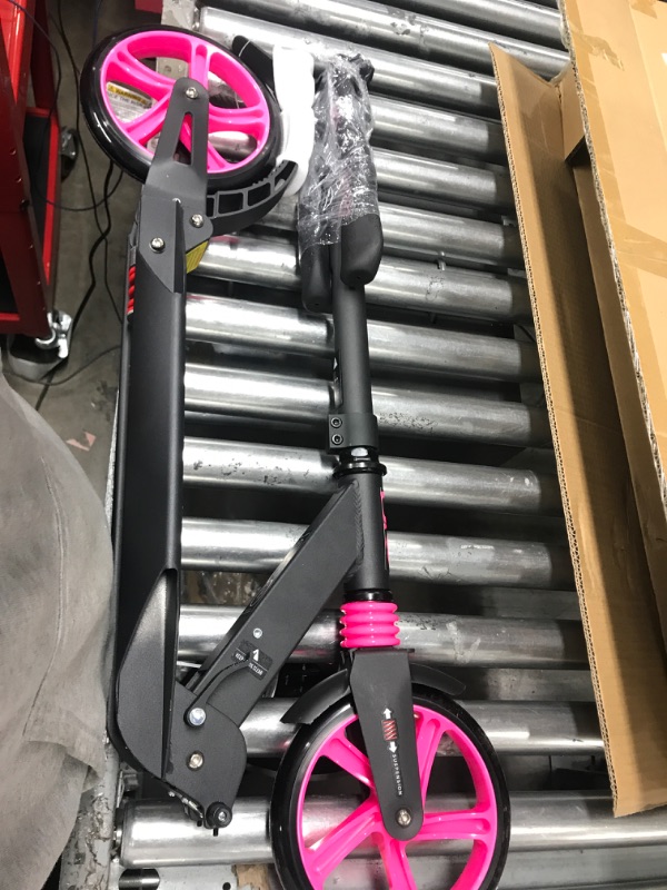 Photo 2 of 6KU Kick Scooter for Kids Ages 8-12 with Suspension System, Adjustable Height, Quick-Folding Design, and Shoulder Strap - Safe and Smooth Ride for Big Kids Ages 6-18 Black