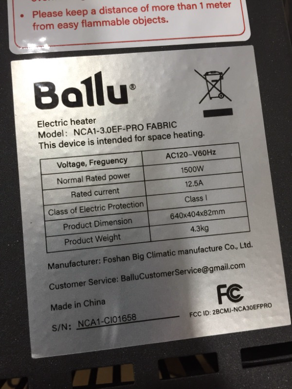 Photo 1 of (READ NOTES) Ballu Convection Panel Space Heaters,Whole Room Heater for Indoor Use with Smart Thermostat,24h Timer,WIFI&APP Control,Portable Standing and Wall Mount,1500W Electric Space Heaters Large Room App Control in Pro Fabric