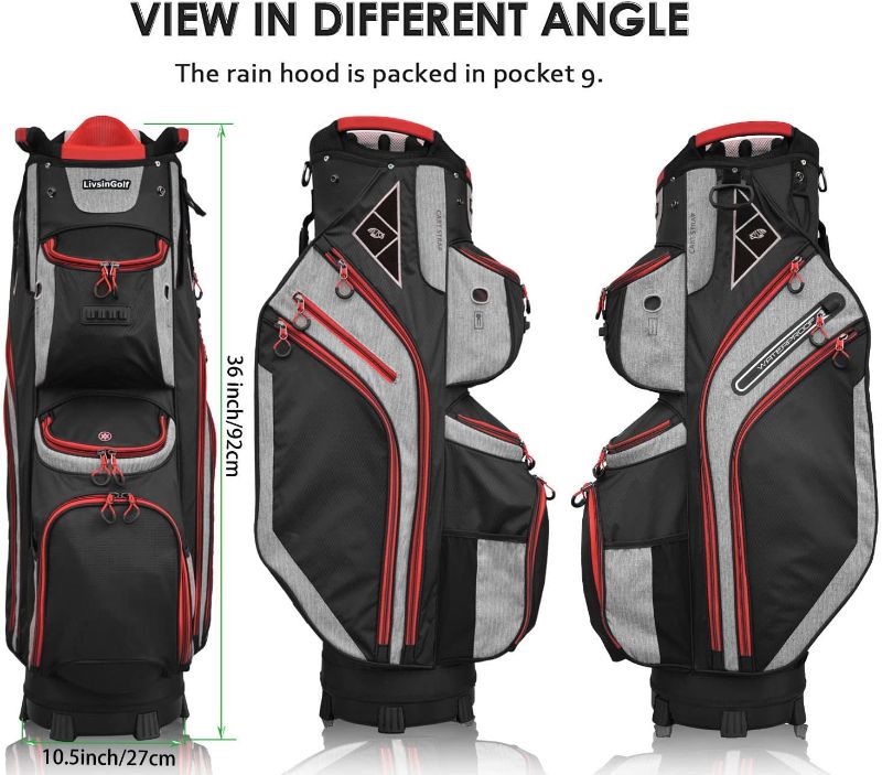 Photo 1 of 14 Way Golf Cart Bag for Push Bag Classy Design Full Length with Cooler, Rain Hood, Putter Well
