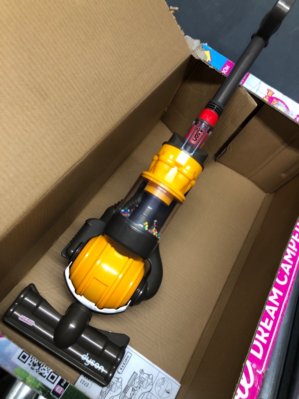 Photo 3 of Casdon Dyson Ball | Miniature Dyson Ball Replica For Children Aged 3+ | Features Working Suction To Add Excitement To Playtime Grey/Yellow