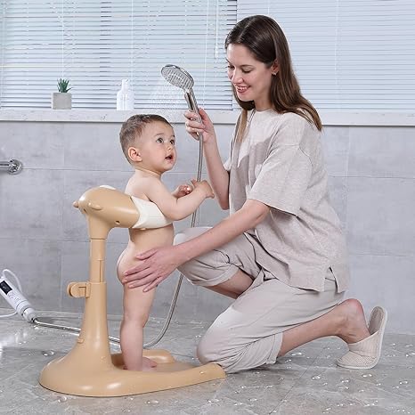 Photo 1 of Doraloko Hug Bath Tower for Baby Standing Up Themselves, 6-18 Months Toddler Shower Bathing Stand Support, Mother Helper Safe Handle, Easy Setup Adjustable Size(Beige Color)
