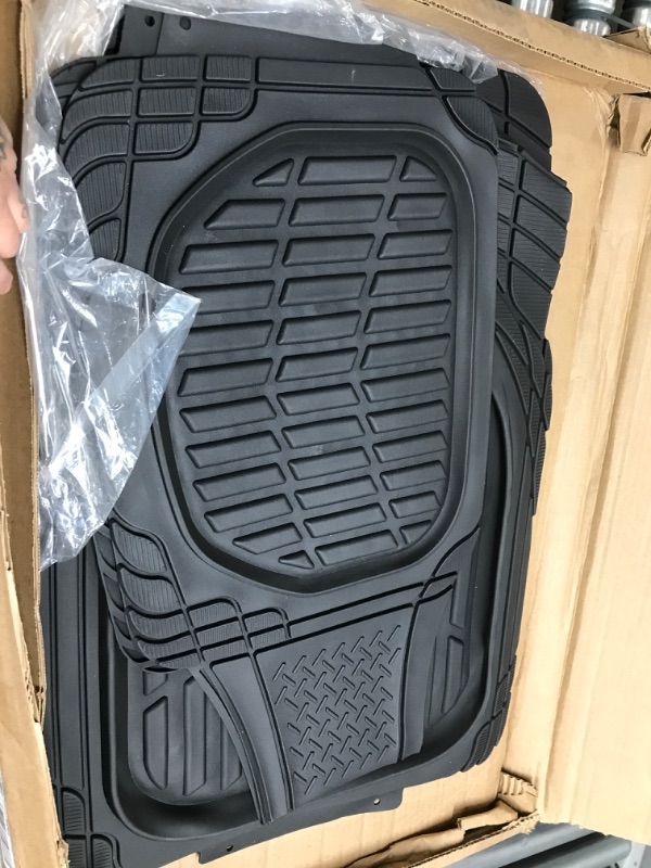 Photo 2 of Motor Trend - MT-923-BK 923-BK Black FlexTough Contour Liners-Deep Dish Heavy Duty Rubber Floor Mats for Car SUV Truck & Van-All Weather Protection, Universal Trim to Fit Full Set Black