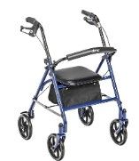 Photo 1 of Drive Medical 10257BL-1 4 Wheel Rollator Walker with Seat, Steel Rolling Walker, Height Adjustable & 10210-1 2-Button Folding Walker with Wheels, Rolling Walker, Front Wheel Walker Blue Folding