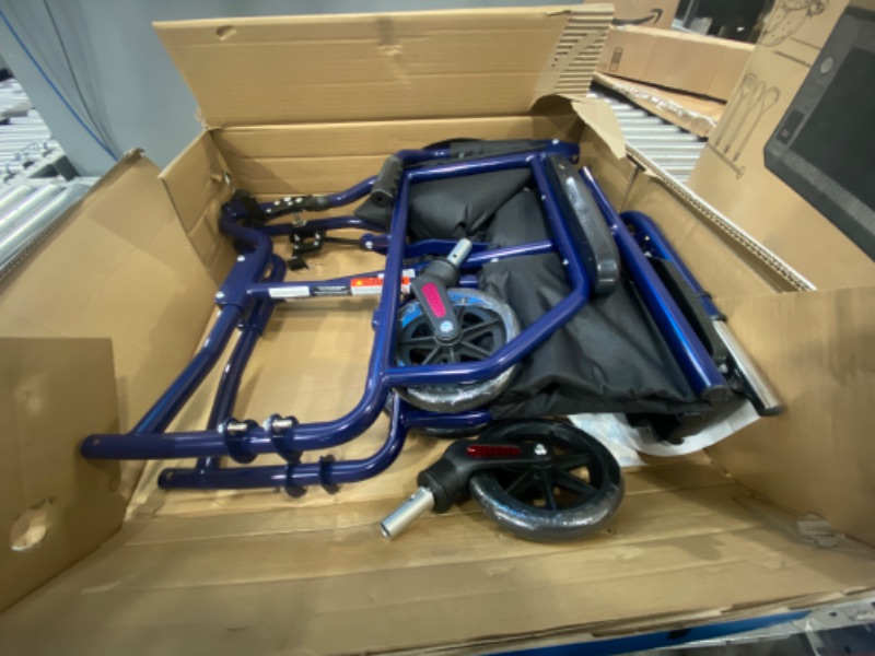 Photo 1 of Carex Transport Wheelchair With 19 inch Seat - Folding Transport Chair with Foot Rests - Foldable Wheel Chair for Travel and Storage, 1 Count