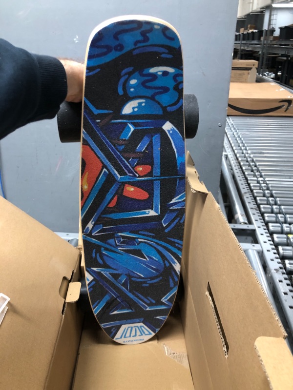 Photo 3 of **ONLY THE BOARD**  Electric Skateboard Complete with Wireless Remote Control 350W Motor, 7 Lays Maple Longboard, Three-Speed Adjustable, Skate Boards Great for Teenager and Adult [US Stock] blue