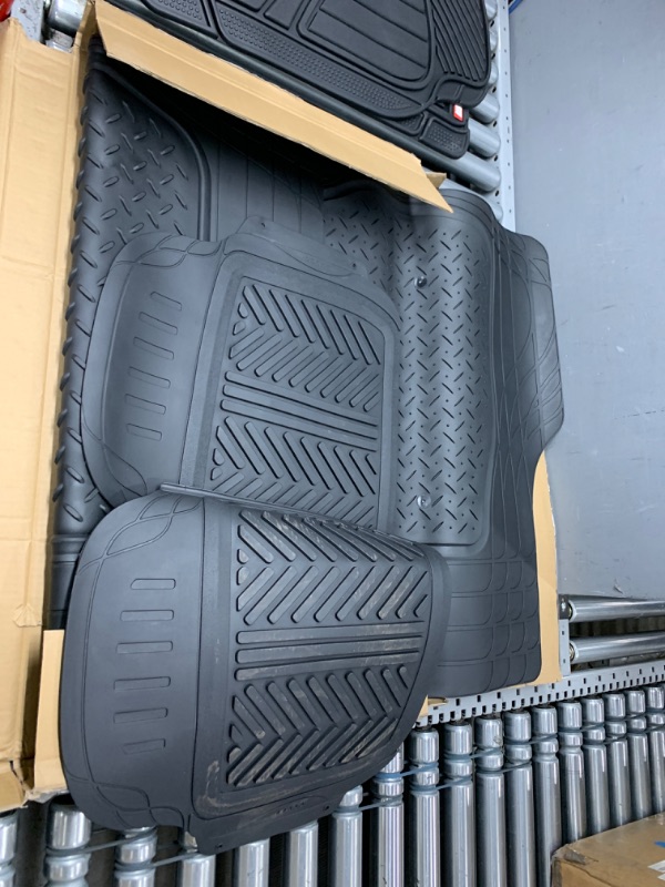 Photo 3 of Motor Trend FlexTough Performance All Weather Rubber Car Floor Mats with Cargo Liner (Black) & 923-BK Black FlexTough Contour Liners-Deep Dish Heavy Duty Rubber Floor Mats for Car SUV Truck & Van