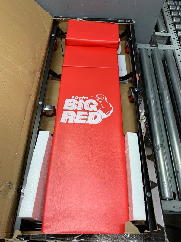 Photo 2 of BIG RED TR6452 Torin Rolling Garage/Shop Creeper: 40" Padded Mechanic Cart with Adjustable Headrest and 6 Casters, Red 40" Creeper Red