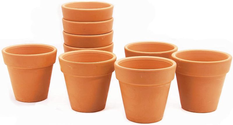 Photo 1 of 3 Inch Terra Cotta Pots Pack of 10 Flower Pots with Drainage Holes Small Craft Nursery Cactus Pot Water Permeable Succulent Plant Pottery Clay Flower Pots