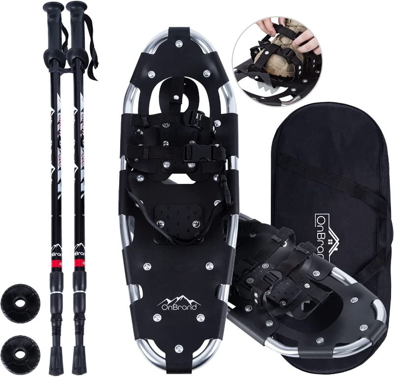 Photo 1 of 21/25 Inch Snowshoes for Men Women with Trekking Poles, Lightweight Aluminum Alloy Snow Shoes with Carry Bag and Adjustable Ratchet Bindings