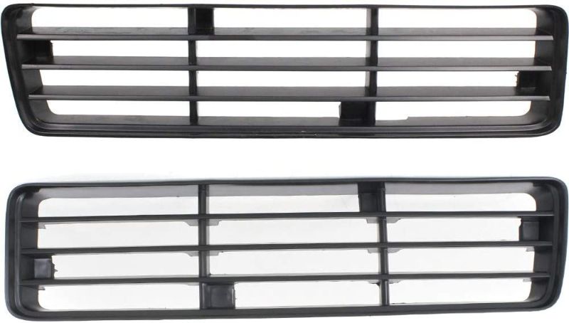 Photo 1 of Evan-Fischer Grille Assembly Compatible with 1991-1993 Dodge D250 Plastic Grille Insert Painted Black Horizontal bar insert Set of 2