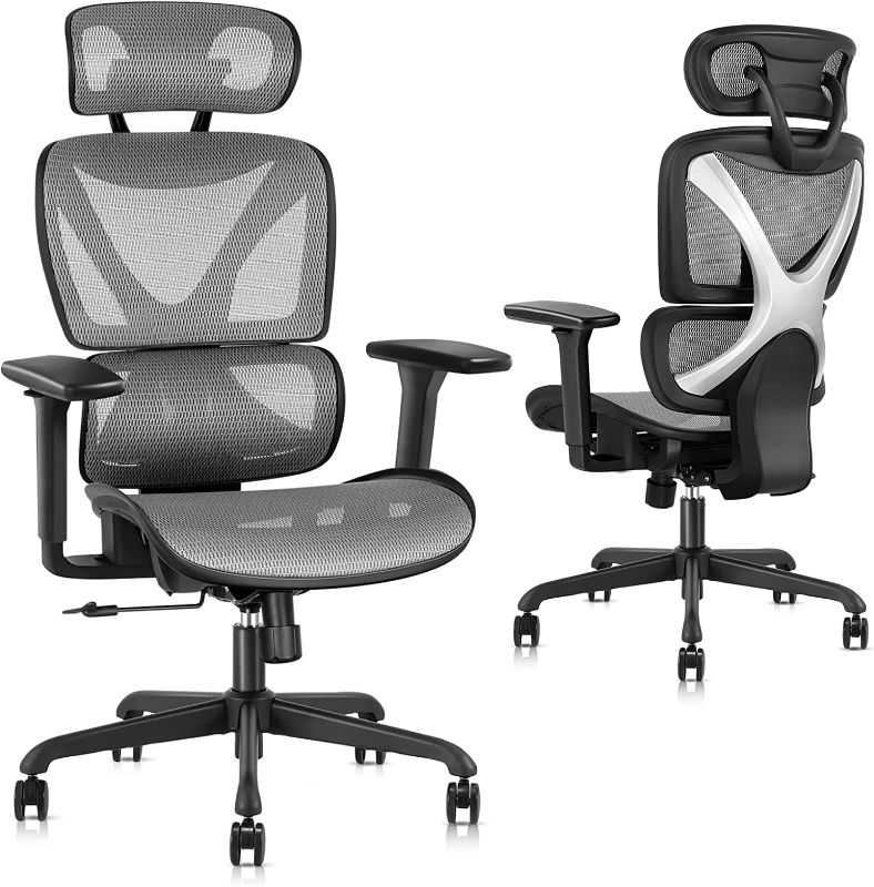 Photo 1 of GABRYLLY Office Chair, Large Ergonomic Desk Chairs, High Back Computer Chair with Lumbar Support, 3D Armrest, Breathable Mesh, Adjustable Headrest, Ergo Chair with Tilt Function, Easy Assembly(Grey)