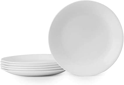 Photo 1 of (used stock photo as reference )8-Piece Salad Plates Set, Triple Layer Glass and Chip Resistant, 10-1/2-Inch Lightweight Round Plates, Winter Frost White