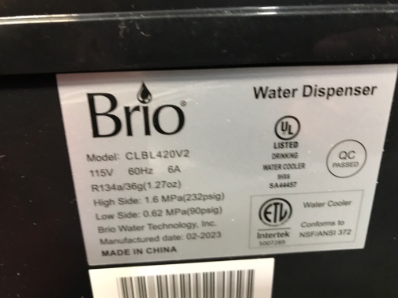 Photo 2 of (damaged )Brio CLBL420V2 Bottom Loading Water Cooler Dispenser for 3 & 5 Gallon Bottles - 3 Temperatures with Hot, Room & Cold Spouts, Child Safety Lock, LED Display with Empty Bottle Alert, Stainless Steel