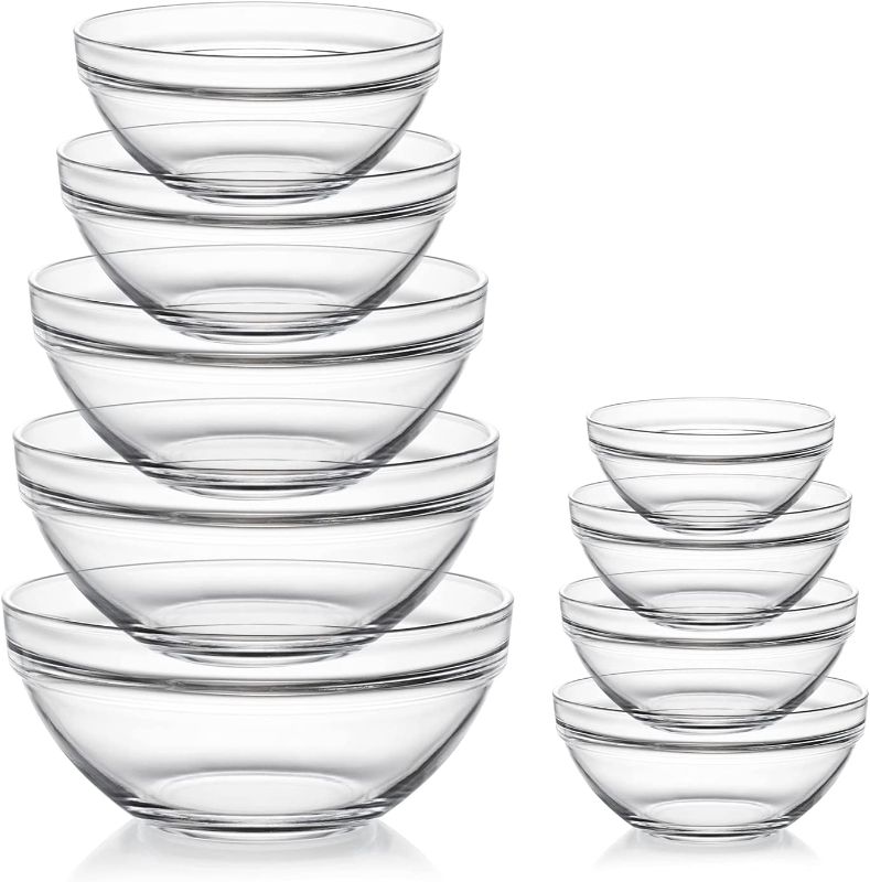 Photo 1 of 
SWEEJAR Glass Mixing Bowls Set(set of 9),Nesting Bowls for Space Saving Storage,Great for Cooking,Baking,Prepping,Stackable Bowl Set