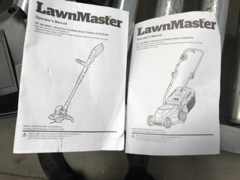 Photo 9 of **USED, TEAR & WEAR, FOR PARTS**LawnMaster 20VMWGT 24V Max 13-inch Lawn Mower and Grass Trimmer 10-inch Combo with 2x4.0Ah Batteries and Charger
