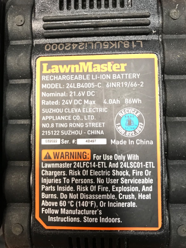 Photo 13 of **USED, TEAR & WEAR, FOR PARTS**LawnMaster 20VMWGT 24V Max 13-inch Lawn Mower and Grass Trimmer 10-inch Combo with 2x4.0Ah Batteries and Charger
