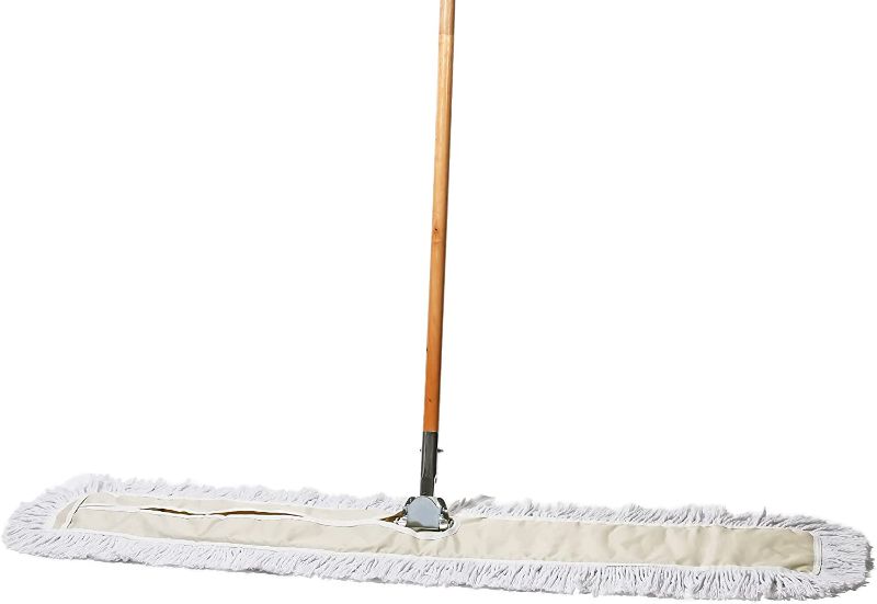 Photo 1 of **MINOR WEAR & TEAR**Tidy Tools Commercial Dust Mop & Floor Sweeper, 48 in. Dust Mop for Hardwood Floors, Cotton Reusable Dust Mop Head, Wooden Broom Handle, Industrial Dry Mop for Floor Cleaning & Janitorial Supplies
