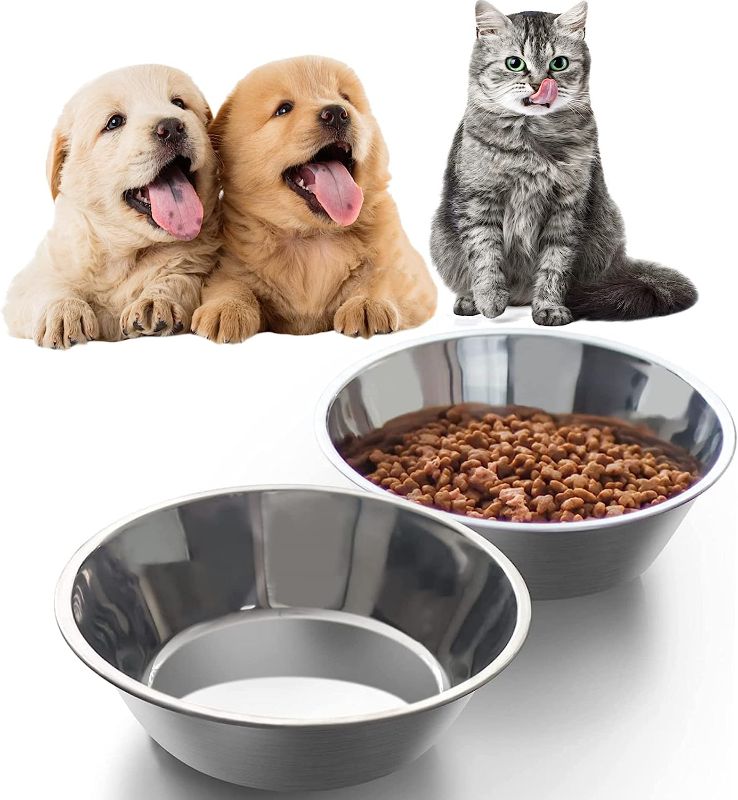 Photo 1 of 2 BUNDLED ITEMS - 66% Pets Stainless Steel Food Bowl Pet Bowl for Cats Food and Water Anti Skid Stackable 12oz Set cat Dishes for Food and Water(2 Pack); AND, Slow Feeder Dog Bowls Insert, Dog Bowl Slow Feeder with Strong Suction Cups for Large Breed Medi