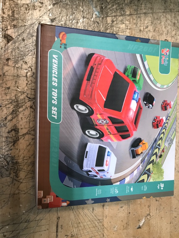 Photo 1 of Car Toys with Play Mat, Toy Cars for Boys,Car Toys for Toddlers,Pull Back Cars Include Construction Vehicles, Fire Vehicles, etc.10 Road Signs 4 Dolls,Vehicle Toy Set for Kids.