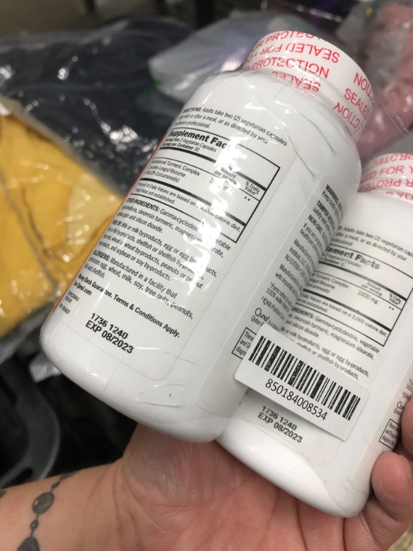 Photo 2 of **** BEST BY 08/2023**** Turmeric Curcumin Capsules, Qunol 1000mg Extra Strength Supplement, Patented Hydro-Soluble Technology, Alternative to Turmeric Curcumin with Black Pepper, 120 Veggie Capsules Capsules 60 Count (Pack of 2)