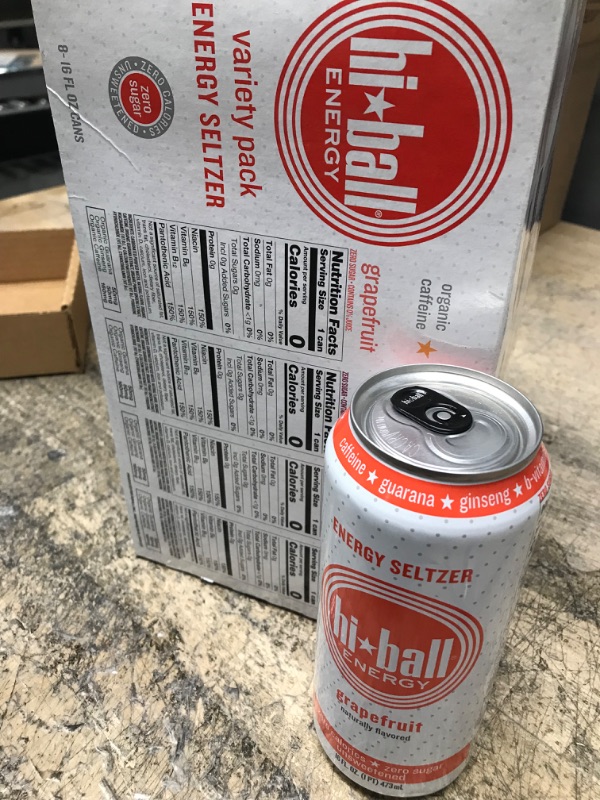 Photo 3 of (BBD 21, JULY 2023) Hiball Clean Energy Seltzer Water, Caffeinated Sparkling Water Made with Vitamin B12 and Vitamin B6, Sugar Free (8 pack of 16 Fl Oz), Variety Pack