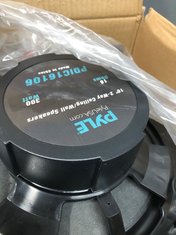 Photo 4 of Pyle Pair 10” Flush Mount in-Wall in-Ceiling 2-Way Speaker System Spring Loaded Quick Connections Changeable Round/Square Grill Stereo Sound Polypropylene Cone Polymer Tweeter 300 Watts (PDIC16106)