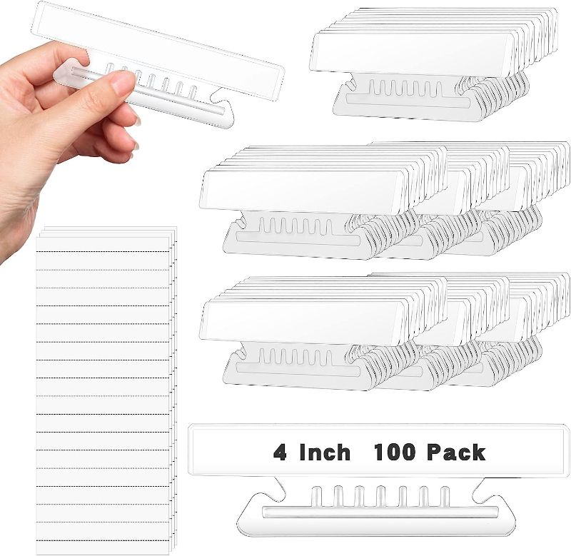 Photo 1 of 100 Pieces 4 Inch Clear Hanging Folder Tabs File Folder Tabs and Inserts Hanging File Folder Tabs for 3 1/2 Inch Clear Hanging Folder Tabs and Inserts Office Hanging Files