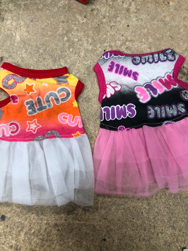 Photo 2 of (8) CMREAEC 2 Pieces Dog Dresses for Small Dogs Girl Cute Chihuahua XS Princess Dresses Puppy Yorkie Birthday Skirts Puppy Vest Dress Teacup Dog Summer Clothes Dog Holiday Outfit, XS