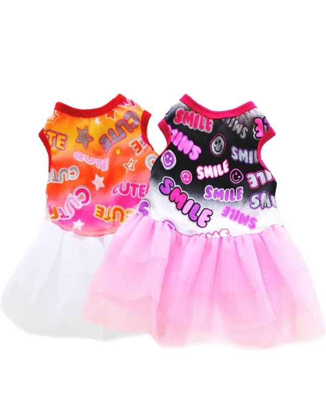 Photo 1 of (8) CMREAEC 2 Pieces Dog Dresses for Small Dogs Girl Cute Chihuahua XS Princess Dresses Puppy Yorkie Birthday Skirts Puppy Vest Dress Teacup Dog Summer Clothes Dog Holiday Outfit, XS