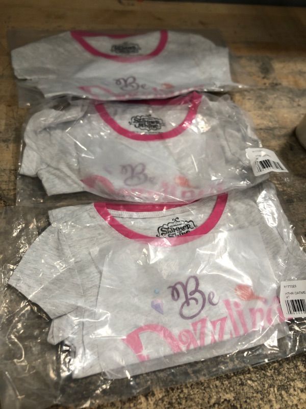 Photo 1 of 3pcks of Shimmer and Shine Girls' Toddler Short Sleeve T-Shirt 4T Heather Oatmeal