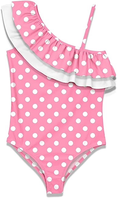 Photo 1 of  IIMMER Girls Ruffle One Shoulder Bathing Suit Adjustable Strap One Piece Swimsuits size 11-12 years old