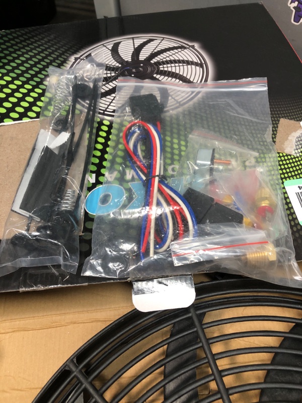 Photo 3 of BLACKHORSE-RACING 16" 16 inch Electric Radiator Fan High 3000 + CFM Thermostat Wiring Switch Relay Kit Black