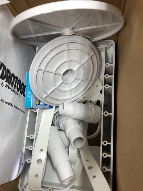 Photo 2 of 14" White HydroTools Assembled Wide-Mouth Support Thru-Wall Skimmer for Swimming Pool