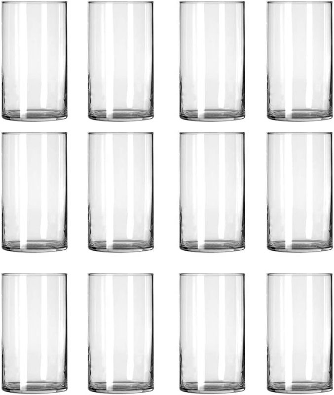 Photo 1 of 12 Pack Clear Glass Cylinder Vases, Table Flowers Vase,for Wedding Decorations and Formal Dinners (6 Inch)
