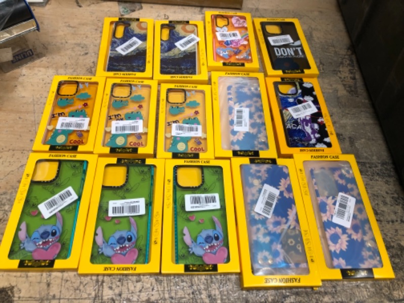 Photo 1 of ELECTRONIC BUNDLE OF 14 PHONE CASES FOR IPHONE OR FOR S2 3PLUS/S21 PHONES. 