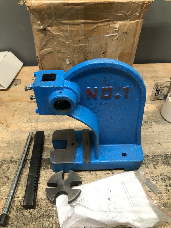 Photo 2 of PNBO 1 Ton Manual Arbor Press,Heavy Duty Cast Iron Desktop Punch Press Machine, for Riveting Punching Holes 1T Arbor Press