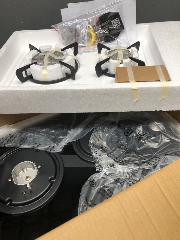 Photo 1 of 12 Inch Gas Cooktop, Cooksir 2 Burner Built-in Gas Stove Top Suitable for Dual Fuel LPG/NG, Glass Gas Hob with Pressure Regulator, Thermocouple Protection, 110v 2 burner glass
