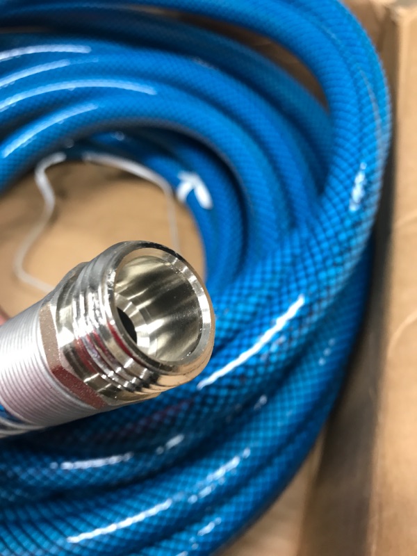 Photo 1 of Camco TastePURE 50-Foot Premium Drinking Water Hose & TastePURE RV/Marine Water Filter | Features Flexible Hose Protector Hose + Water Filter Ships in Own Container
