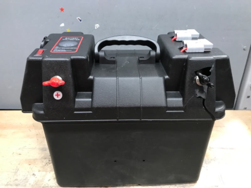 Photo 2 of **DAMAGED** Homeon Wheels Trolling Motor Battery Marine Boat Smart Battery Box Power Center with Dual Anderson Connectors