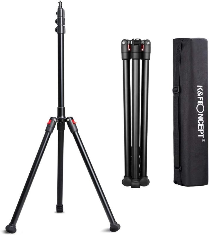 Photo 1 of K&F Concept 86.6 inch/7.2ft Aluminium Photography Video Tripod Light Stand for Reflectors, Softboxes, Flash, Strobe Lights, Umbrellas, Compact Lightweight Travel Lighting Stands with Carry Case