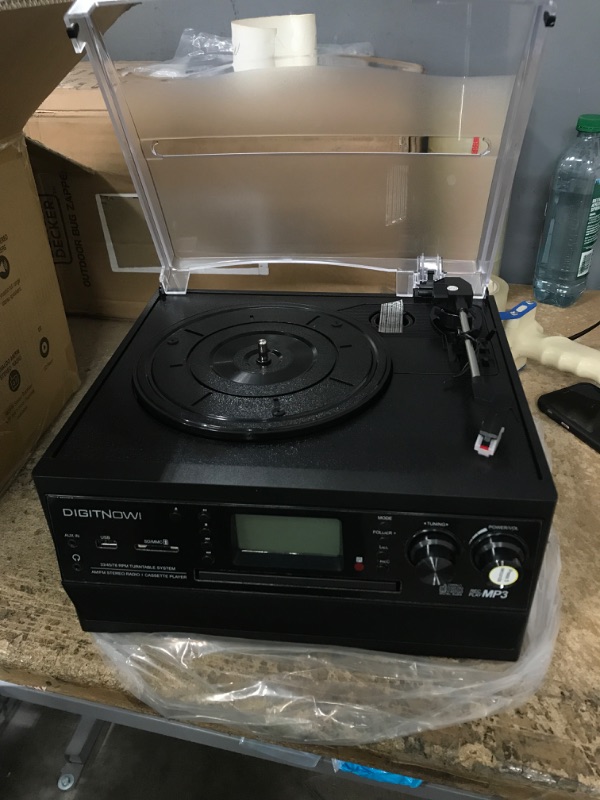 Photo 2 of DIGITNOW Bluetooth Record Player Turntable with Stereo Speaker, LP Vinyl to MP3 Converter with CD, Cassette, Radio, Aux in and USB/SD Encoding, Remote Control, Audio Music Player Built in Amplifier
