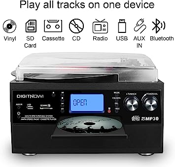 Photo 1 of DIGITNOW Bluetooth Record Player Turntable with Stereo Speaker, LP Vinyl to MP3 Converter with CD, Cassette, Radio, Aux in and USB/SD Encoding, Remote Control, Audio Music Player Built in Amplifier
