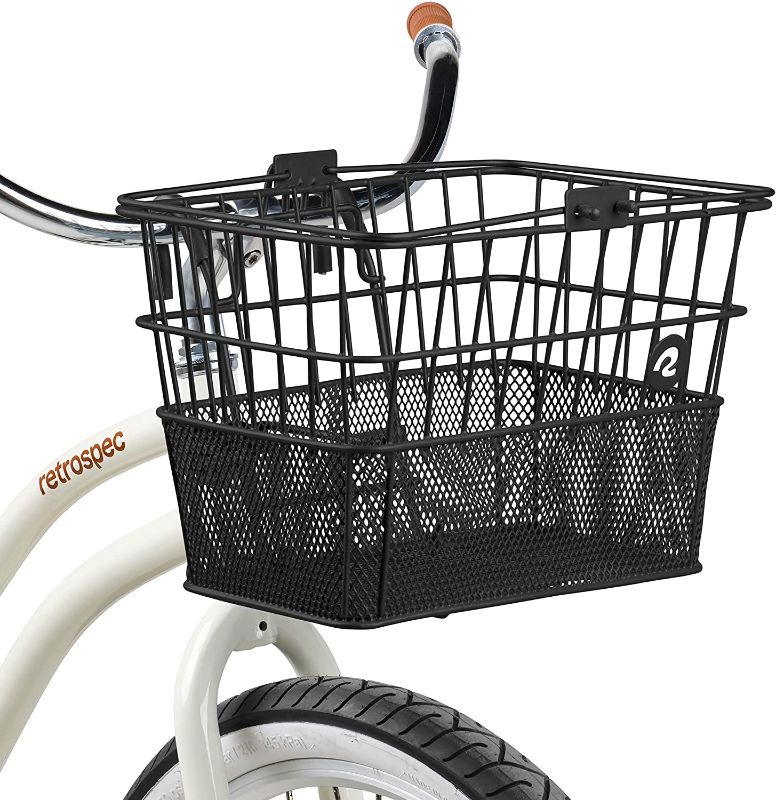 Photo 1 of 
Retrospec Apollo Detachable Front Bike Basket Steel Half-Mesh with Integrated Detachable Hooks and Built-In Handle, Easy Assembly and Portability for Bicycles
Color:Black
Style:Basket