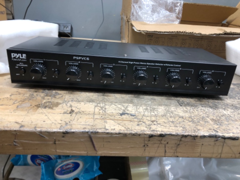 Photo 2 of Like New******Pyle Home Premium New&Improved 6 Zone Channel Speaker Switch Selector Volume Control Switch Box Hub Distribution Box for Multi Channel High Powered Amplifier Control 6 Pairs of Speakers -PSPVC6 Black