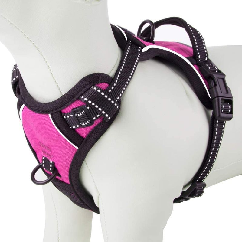 Photo 1 of 
PHOEPET No Pull Dog Harness Medium Reflective Front Clip Puppy Vest with Handle, Adjustable 2 Metal Leash Attachment Hooks(M, Pink)
Size:Medium
Color:Pink